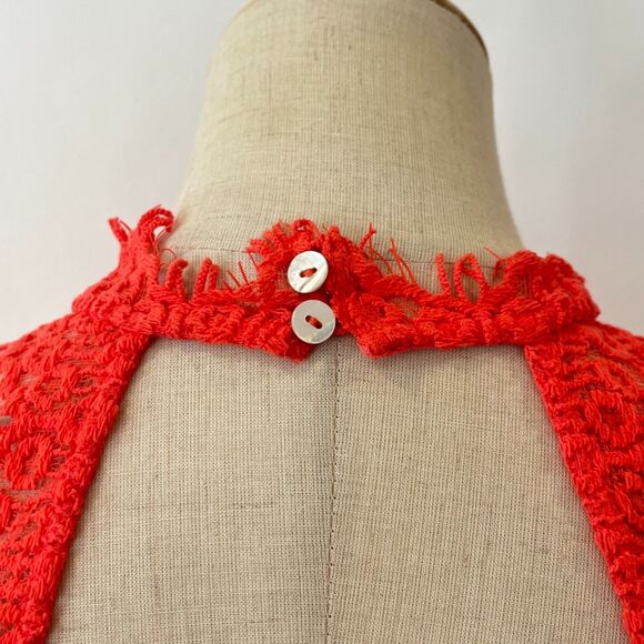 Free People Daydream Orange Coral Eyelash Lace Mini Dress Backless Small - Picture 10 of 10
